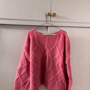 Elegant Pink Cable Knit Sweater